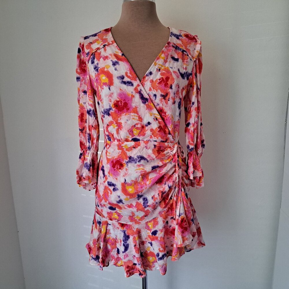 Betset Johnson Women's Floral Dress Surplice Long Sleeve Multicolor Size 8 NWT